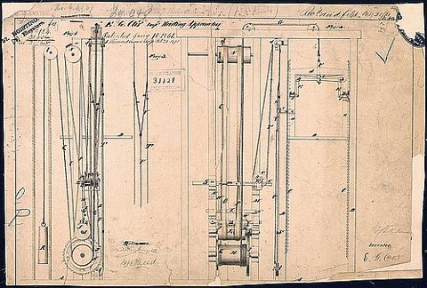 Elisha Otis’in asansör örnek çizimi, 15 Ocak 1861